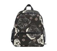 LINNIKEEEE Facce Carlino Cartone Animato Zaino per Bambini Zaino per Libri Mini Borsa a Tracolla con Fischietto per Viaggi Da 1 a 6 Anni