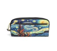 LINNIKEEEE Fantasia Luna Blu Art Astuccio in Pelle Astuccio Portapenne Borsa Porta Matite per Trucco Organizer per Ragazzi Ragazze
