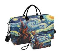 LINNIKEEEE Fantasia Luna Blu Art Borsone da Viaggio Borsa da Palestra Borsa da Weekend con Borsa da Toilette per Ragazze Uomin