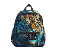 LINNIKEEEE Fantastica Opera D'arte Tigre Zaino per Bambini Zaino per Libri Mini Borsa a Tracolla con Fischietto per Viaggi Da 1 a 6 Anni