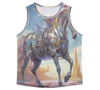 LINNIKEEEE Fantastico Cavallo d'Argento Canotte Senza Maniche da Uomo,Magliette Sportive e Attive Top per Ragazzi Giovani