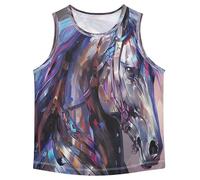 LINNIKEEEE Fantastico Cavallo d'Argento Canotte Senza Maniche da Uomo,Magliette Sportive e Attive Top per Ragazzi Giovani