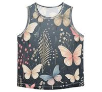 LINNIKEEEE Farfalle Floreali Canotte Senza Maniche da Uomo,Magliette Sportive e Attive Top per Ragazzi Giovani