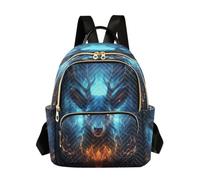 LINNIKEEEE Fuoco Ardente Fiamme Cervo Blu Zaino Bookbag Mini Borsa a Tracolla per Adolescenti da Viaggio