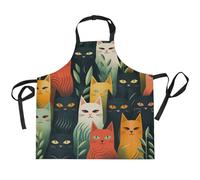 LINNIKEEEE Gatti Carini Con Motivo A Cartoni Animati Impermeabile Grembiule Cucina Cuoco Grembiuli da Cameriera per Bar Giardino Donne Uomini