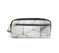 LINNIKEEEE Geometria Artistica Del Marmo Astuccio in Pelle Astuccio Portapenne Borsa Porta Matite per Trucco Organizer per Ragazzi Ragazze