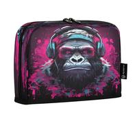 LINNIKEEEE Gorilla Rosa Musica Cool Astucci per Matite,Portapenne per Studenti Ragazze Ragazzi