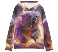 LINNIKEEEE Ha Sparato L'orso Bradipo Arrabbiato Felpe con Cappuccio per Bambini Stampa 3D Carina per Bambine Bambini