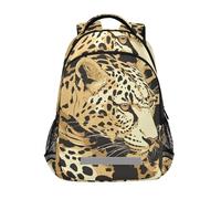 LINNIKEEEE Largo Leopardo Dorato Ragazzi Zaino per Bambini Studente Scolastico Borsa per Viaggio Ragazze Capretto