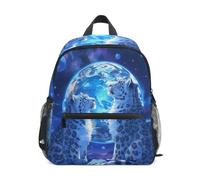LINNIKEEEE Leopardi Delle Nevi Chiaro Di Luna Incandescente Zaino per Bambini Zaino per Libri Mini Borsa a Tracolla con Fischietto per Viaggi Da 1 a 6 Anni
