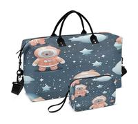 LINNIKEEEE Lo Schema Ripetuto Porta Borsone da Viaggio Borsa da Palestra Borsa da Weekend con Borsa da Toilette per Ragazze Uomin