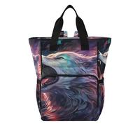 LINNIKEEEE Lupo Freddo Che Ulula Borsa per Pannolini Zaino da Viaggio Borse per Mamma di Grande Capacità per Papà Donne Ragazze