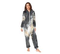 LINNIKEEEE Marmo Nero Astratto Pigiama Intero con Cappuccio,Costume da Casa Tuta per Uomo Donna