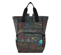 LINNIKEEEE Matematica Nera Colorata Borsa per Pannolini Zaino da Viaggio Borse per Mamma di Grande Capacità per Papà Donne Ragazze