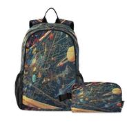 LINNIKEEEE Matematica Pianeti Spaziali Cosmici Set Zaino per Studenti Borsa per Il Pranzo,Borsa Scuola Leggera Resistente per Ragazzi Ragazze