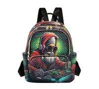 LINNIKEEEE Musica Cool Babbo Natale Zaino Bookbag Mini Borsa a Tracolla per Adolescenti da Viaggio