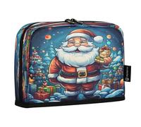 LINNIKEEEE Natale Cartone Animato Babbo Natale Astucci per Matite,Portapenne per Studenti Ragazze Ragazzi