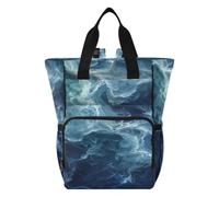 LINNIKEEEE Onde Blu Astratto Che Scorre Borsa per Pannolini Zaino da Viaggio Borse per Mamma di Grande Capacità per Papà Donne Ragazze