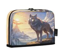 LINNIKEEEE Opera D'arte Ad Acquerello Cool Wolf Astucci per Matite,Portapenne per Studenti Ragazze Ragazzi