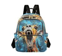 LINNIKEEEE Opera D'arte Ad Acquerello Giraffa Zaino Bookbag Mini Borsa a Tracolla per Adolescenti da Viaggio