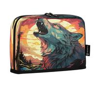 LINNIKEEEE Opera D'arte Ad Acquerello Lupo Che Ulula Astucci per Matite,Portapenne per Studenti Ragazze Ragazzi