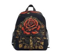 LINNIKEEEE Opera D'arte Rosa Rossa Zaino per Bambini Zaino per Libri Mini Borsa a Tracolla con Fischietto per Viaggi Da 1 a 6 Anni
