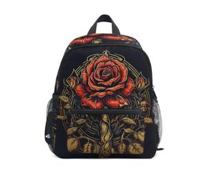 LINNIKEEEE Opera D'arte Rosa Rossa Zaino per Bambini Zaino per Libri Mini Borsa a Tracolla con Fischietto per Viaggi Da 1 a 6 Anni
