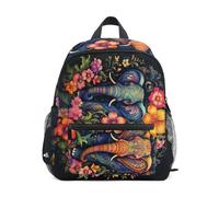 LINNIKEEEE Opera Floreale Elefante Zaino per Bambini Zaino per Libri Mini Borsa a Tracolla con Fischietto per Viaggi Da 1 a 6 Anni