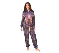 LINNIKEEEE Oroscopo Astratto Marrone Pigiama Intero con Cappuccio,Costume da Casa Tuta per Uomo Donna