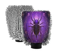 LINNIKEEEE Oroscopo Astratto Viola Spugne a Forma di Guanto per Il Lavaggio Auto,Antigraffio e Altamente Assorbenti Guanto(2Pack)