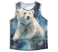 LINNIKEEEE Orso Polare della Neve Blu Canotte Senza Maniche da Uomo,Magliette Sportive e Attive Top per Ragazzi Giovani