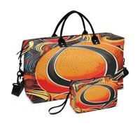 LINNIKEEEE Pallacanestro Ad Acquerello Con Piume Fresche Borsone da Viaggio Borsa da Palestra Borsa da Weekend con Borsa da Toilette per Ragazze Uomin