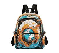 LINNIKEEEE Pallavolo Con Acquerello Zaino Bookbag Mini Borsa a Tracolla per Adolescenti da Viaggio