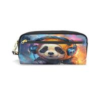 LINNIKEEEE Panda Con Musica Fantastica Astuccio in Pelle Astuccio Portapenne Borsa Porta Matite per Trucco Organizer per Ragazzi Ragazze