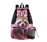 LINNIKEEEE Panda Rosso Fancy Light Zaino Da Viaggio, Borsa A Sacco Con Coulisse Per La Palestra, Borsa Per Libri, Borsa Per Il Nuoto Per Ragazze Giovani