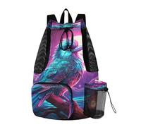 LINNIKEEEE Pappagallo Luna Viola Zaino Da Viaggio, Borsa A Sacco Con Coulisse Per La Palestra, Borsa Per Libri, Borsa Per Il Nuoto Per Ragazze Giovani