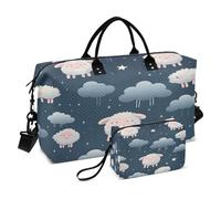 LINNIKEEEE Pecore Carine E Divertenti Dei Cartoni Animati Borsone da Viaggio Borsa da Palestra Borsa da Weekend con Borsa da Toilette per Ragazze Uomin