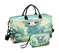 LINNIKEEEE Pecore Divertenti Dell'Acquerello Borsone da Viaggio Borsa da Palestra Borsa da Weekend con Borsa da Toilette per Ragazze Uomin