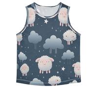 LINNIKEEEE Pecore Simpatiche Divertenti dei Cartoni Animati Canotte Senza Maniche da Uomo,Magliette Sportive e Attive Top per Ragazzi Giovani