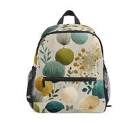 LINNIKEEEE Piante Astratte Verdi Verdi Gialle Blu Zaino per Bambini Zaino per Libri Mini Borsa a Tracolla con Fischietto per Viaggi Da 1 a 6 Anni