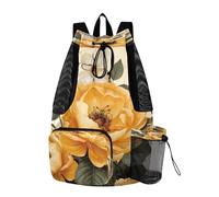 LINNIKEEEE Rosa Gialla Zaino Da Viaggio, Borsa A Sacco Con Coulisse Per La Palestra, Borsa Per Libri, Borsa Per Il Nuoto Per Ragazze Giovani