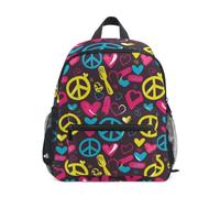 LINNIKEEEE Simboli Colorati Astratti Zaino per Bambini Zaino per Libri Mini Borsa a Tracolla con Fischietto per Viaggi Da 1 a 6 Anni