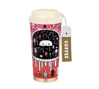 LINNIKEEEE Simpatica Medusa Doodle Rosa Borraccia Termica in Acciaio Inossidabile per Caffè,con Isolamento Sottovuoto(500 Ml)