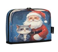 LINNIKEEEE Simpatici Gatti Di Babbo Natale Astucci per Matite,Portapenne per Studenti Ragazze Ragazzi