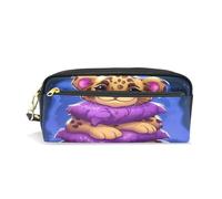 LINNIKEEEE Simpatico Ghepardo Animale Scarabocchio Astuccio in Pelle Astuccio Portapenne Borsa Porta Matite per Trucco Organizer per Ragazzi Ragazze