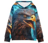 LINNIKEEEE Stella Blu Aquila Calva Felpe con Cappuccio per Bambini Stampa 3D Carina per Bambine Bambini