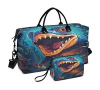 LINNIKEEEE Tartaruga Sparata Arrabbiata Borsone da Viaggio Borsa da Palestra Borsa da Weekend con Borsa da Toilette per Ragazze Uomin