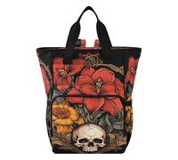 LINNIKEEEE Teschio Astratto Narciso Rosso Borsa per Pannolini Zaino da Viaggio Borse per Mamma di Grande Capacità per Papà Donne Ragazze