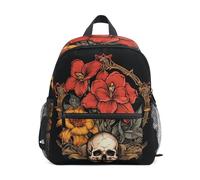 LINNIKEEEE Teschio Astratto Narciso Rosso Zaino per Bambini Zaino per Libri Mini Borsa a Tracolla con Fischietto per Viaggi Da 1 a 6 Anni