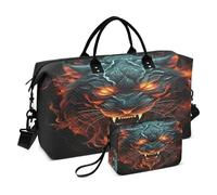 LINNIKEEEE Tigre Animale Sparata Arrabbiata Borsone da Viaggio Borsa da Palestra Borsa da Weekend con Borsa da Toilette per Ragazze Uomin